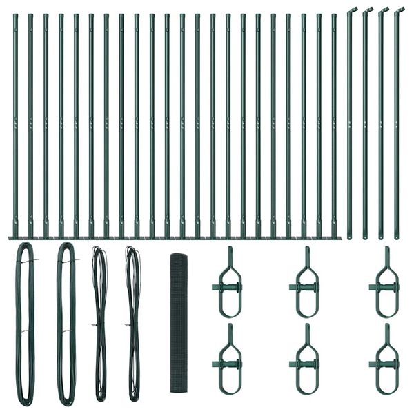 vidaXL Hegnsp&aelig;l Gr&oslash;n 50 x 1,2 m (16 x 16 mm net) St&aring;l og PVC