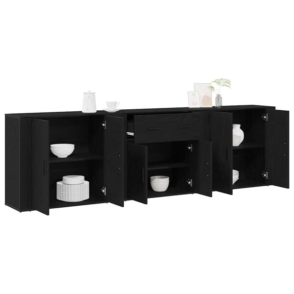 vidaXL Sideboard med skuffe Sort eg 240 x 33 x 70 cm Konstrueret tr&aelig;