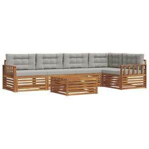 vidaXL Udend&oslash;rs sofagruppe 6 pcs Naturlig og Lys Gr&aring; Massivt Akacietr&aelig;