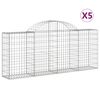 vidaXL buede gabionkurve 5 stk. 200x30x80/100 cm galvaniseret jern