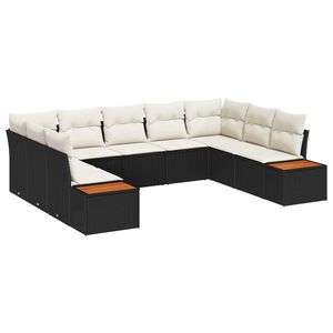 vidaXL Havesofa S&aelig;t 5 stk. 9-personers Sort og Cream