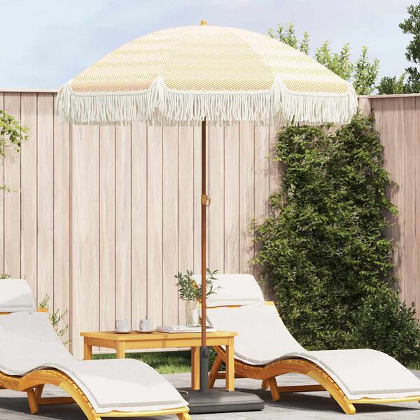 vidaXL Strand Parasol Gul og Hvid 160 x 160 x 196 cm Polyester og St&aring;l