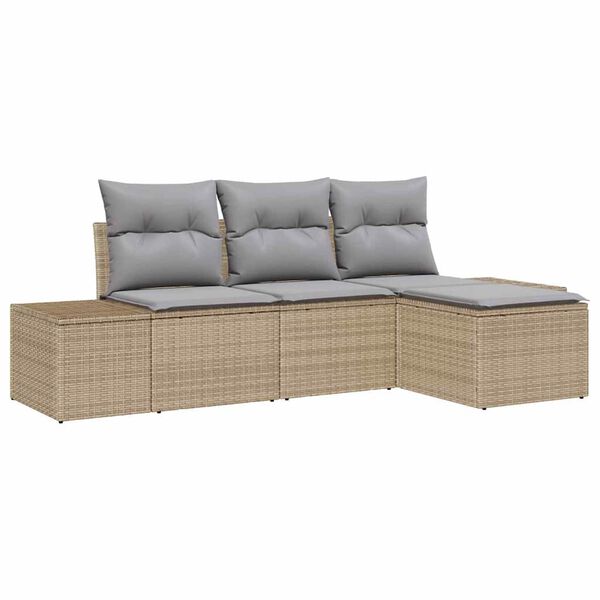 vidaXL Havesofa Sæt 4 pcs Beige Poly rattan