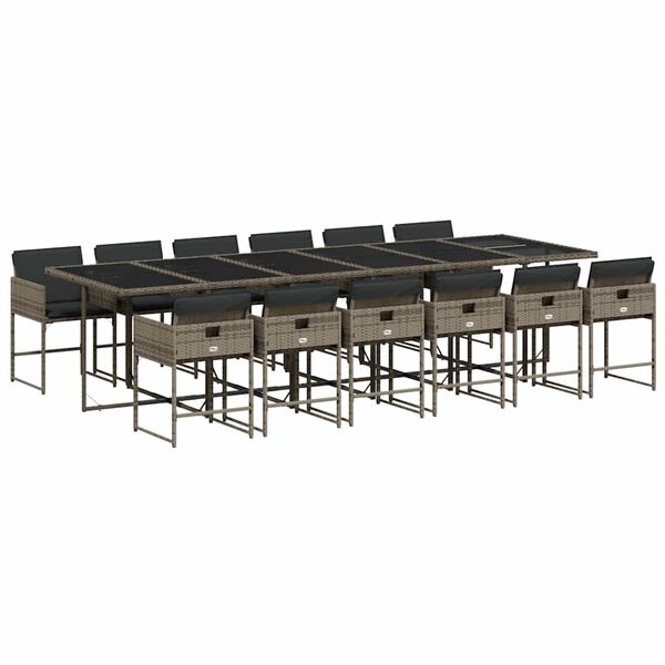 vidaXL spisebordss&aelig;t til haven 13 dele med hynder polyrattan gr&aring;