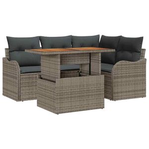 vidaXL Havesofa S&aelig;t med opbevaring 5 pcs Gr&aring; Poly rattan