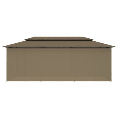 vidaXL pavillon med gardiner 600x298x270 cm 180 g/m² gråbrun