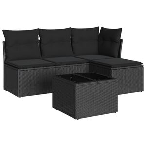 vidaXL sofas&aelig;t til haven 5 dele med hynder polyrattan sort