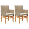 vidaXL havestole 2 stk. med hynder polyrattan og massivt tr&aelig; beige