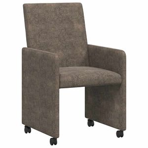 vidaXL Spisebordsstole med hjul 2 stk. Faux suede l&aelig;der M&oslash;rkegr&aring;
