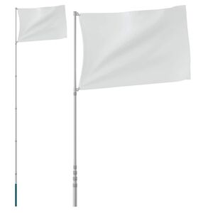 vidaXL teleskopflagstang 5,5 m aluminium s&oslash;lvfarvet