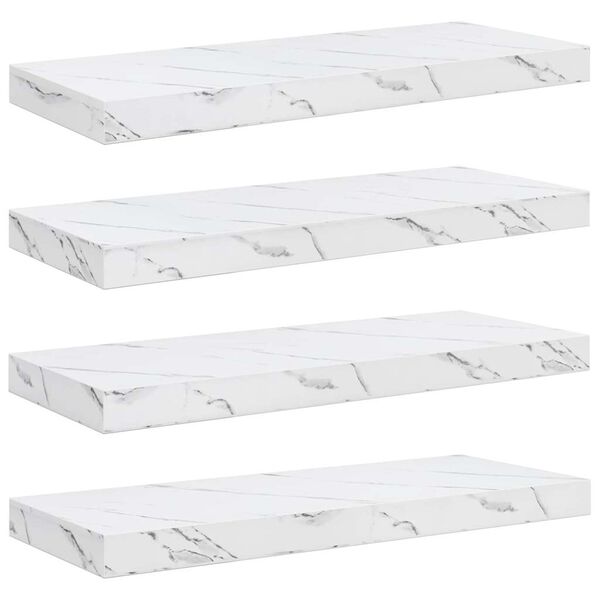 vidaXL V&aelig;ghylde 4 pcs Hvid marmor 50 x 23 x 4 cm Konstrueret tr&aelig;