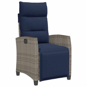vidaXL havestol med l&aelig;nefunktion og sidebord polyrattan gr&aring;