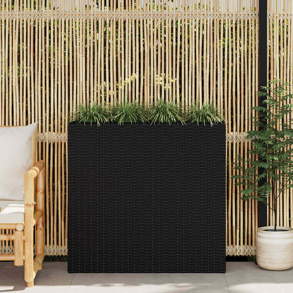 vidaXL plantekasse med 4 krukker polyrattan sort