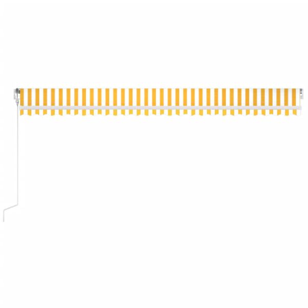 vidaXL markise m. LED + vindsensor 600x300 cm automatisk gul/hvid
