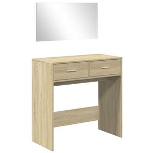 vidaXL makeupbord med spejl 80x39x80 cm sonoma-eg