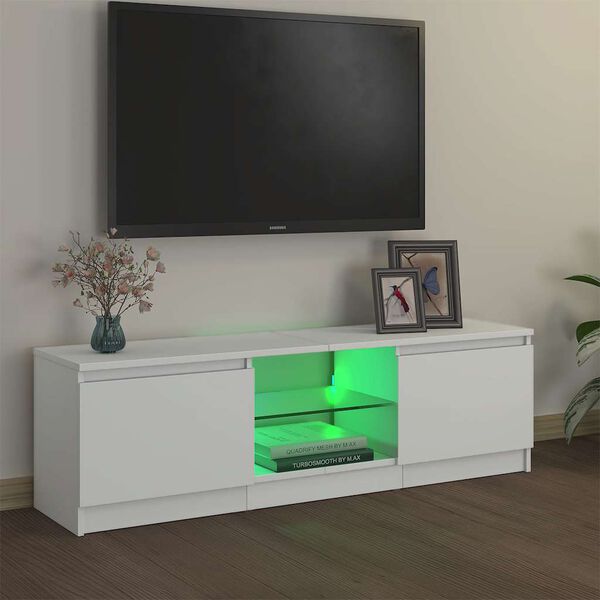 vidaXL tv-skab med LED-lys 120x30x36 cm hvid