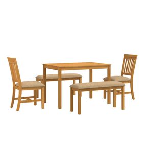 vidaXL Spisestues&aelig;t 5 stk. Beige Massivt Eg Tr&aelig;