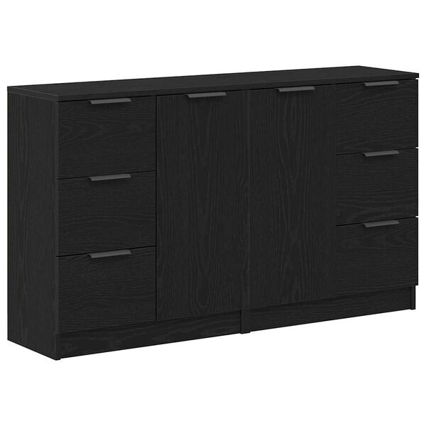 vidaXL Sideboard med skuffe Sort eg 120 x 30 x 70 cm Konstrueret tr&aelig;