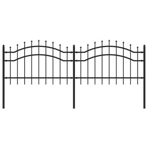 vidaXL havehegn med spydtop sort 239x75 cm pulverlakeret st&aring;l