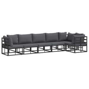 vidaXL Havesofa S&aelig;t med pude 6 pcs Sort Aluminium