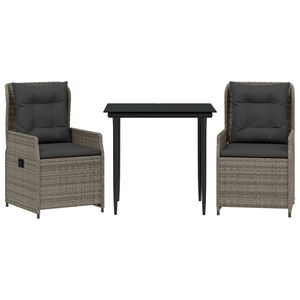 vidaXL spisebordss&aelig;t til haven 3 dele med hynder polyrattan gr&aring;
