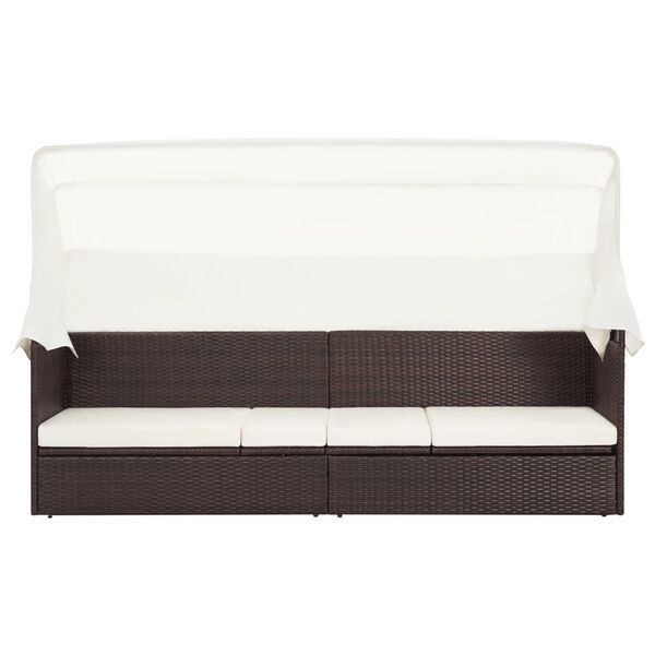 vidaXL havesofa med baldakin polyrattan brun