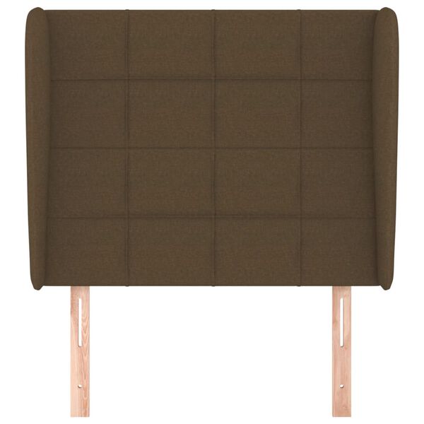 vidaXL sengegavl med kanter 103x23x118/128 cm stof m&oslash;rkebrun