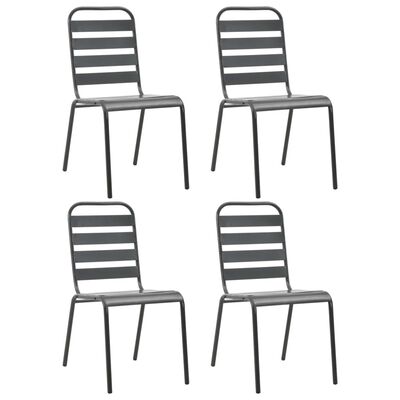 vidaXL udendørsstole 4 stk. lameldesign stål mørkegrå