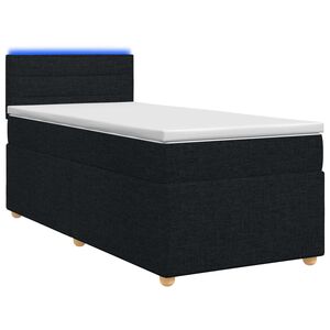 vidaXL Boxmadras med topmadras med hovedg&aelig;rde Sort 80 x 200 cm Stof