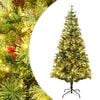 vidaXL juletr&aelig; med grankogler og lys PVC og PE 120 cm gr&oslash;n