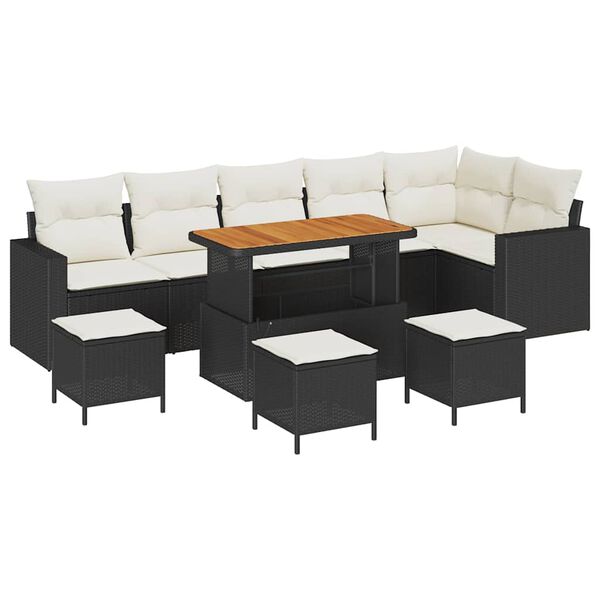 vidaXL Havesofa S&aelig;t 10 pcs Sort polyrattan