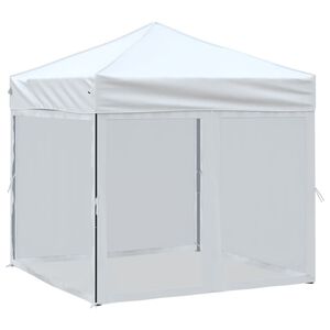 vidaXL foldbart festtelt med sidev&aelig;gge 2x2 m hvid