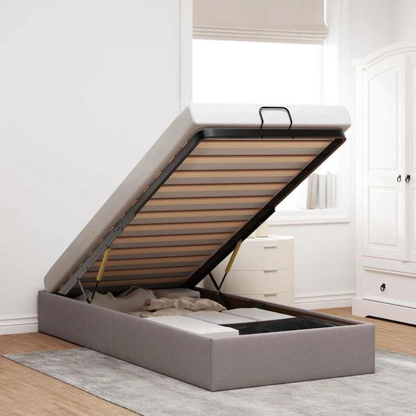 vidaXL osmannisk sengeramme uden madras 90x190 cm stof gr&aring;brun