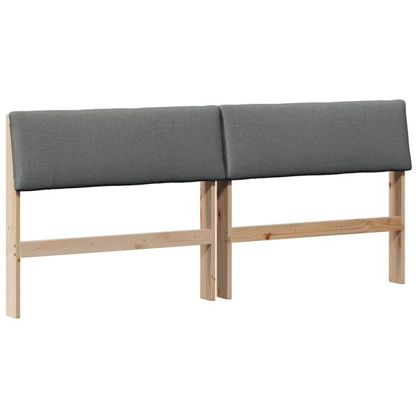 vidaXL Polstret sengegavl M&oslash;rkegr&aring; 200 cm Massiv fyrretr&aelig;