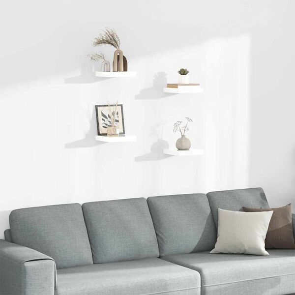 vidaXL v&aelig;ghylder 4 stk. 23x23,5x3,8 cm MDF hvid h&oslash;jglans