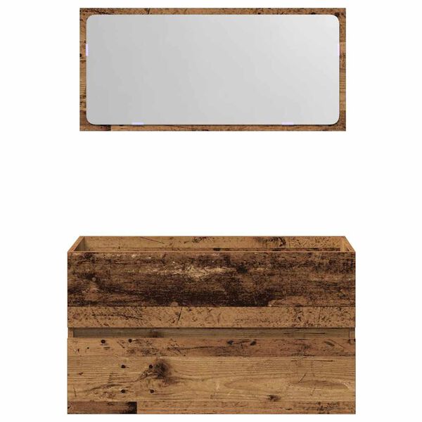 vidaXL badev&aelig;relsesskab med spejl konstrueret tr&aelig; antikt tr&aelig;