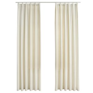 vidaXL m&oslash;rkl&aelig;gningsgardiner kroge 2 stk. 140x245 cm fl&oslash;jl cremefarvet