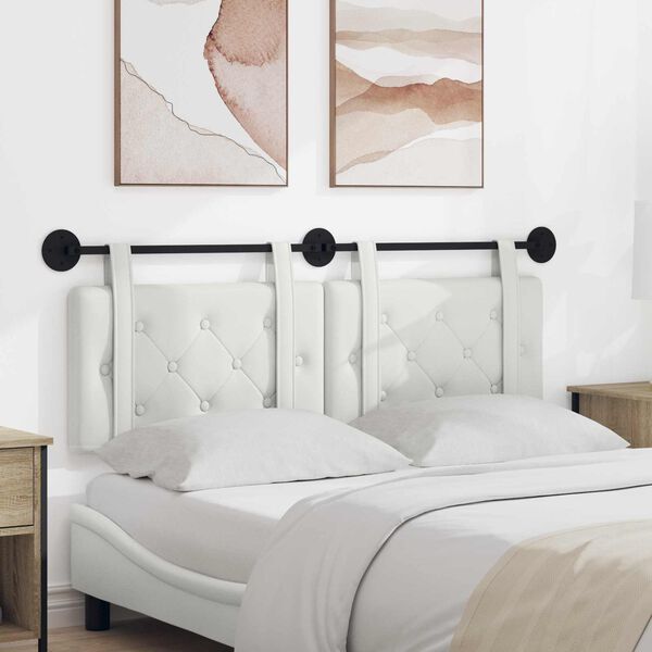 vidaXL H&aelig;ngende Hovedgavl V&aelig;gmonteret Hvid 150 x 55 x 5 cm Faux l&aelig;der