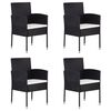 vidaXL havestole 4 stk. cremehvide hynder polyrattan sort