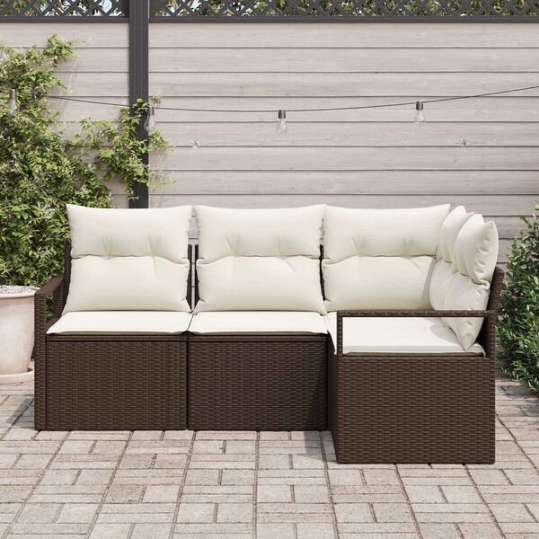 vidaXL Sofa S&aelig;t 4 pcs Brun polyrattan