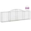 vidaXL buede gabionkurve 10 stk. 300x30x80/100 cm galvaniseret jern