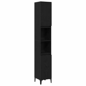 vidaXL Badev&aelig;relsesskab Sort eg 30 x 30 x 190 cm Konstrueret tr&aelig;