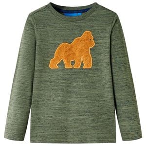 vidaXL Lang&aelig;rmet T-shirt til b&oslash;rn str. 104 kakimeleret