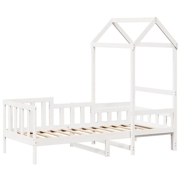 vidaXL daybed med tag 80x200 cm massivt fyrretr&aelig; hvid