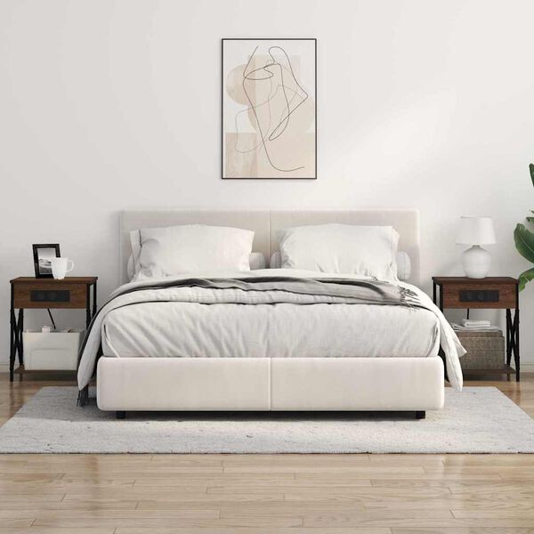 vidaXL Natskab 2 pcs Brun eg 41 x 31 x 51 cm Konstrueret tr&aelig;