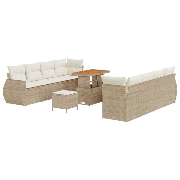 vidaXL Havesofa S&aelig;t med opbevaring 11 pcs Beige Poly rattan