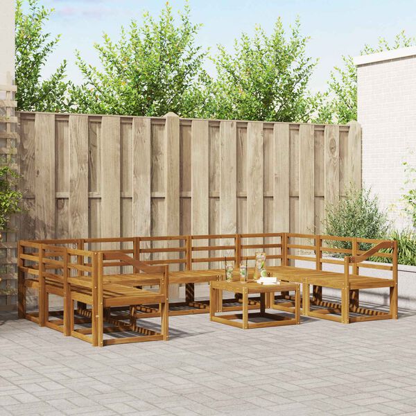 vidaXL Udend&oslash;rs sofagruppe 10 pcs Naturfarvet Massivt Akacietr&aelig;