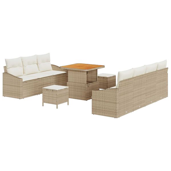 vidaXL Havesofa S&aelig;t med pude med opbevaring 10 pcs Beige og creme