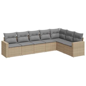 vidaXL sofas&aelig;t til haven 7 dele med hynder polyrattan beige