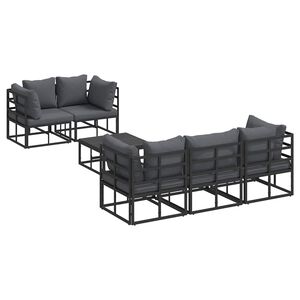 vidaXL Havesofa S&aelig;t 6 stk. Sort St&aring;l